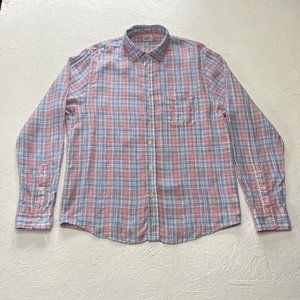 Faherty Mens Long Sleeve 100% Linen Laguna Shirt Button Multicolor Plaid Size L